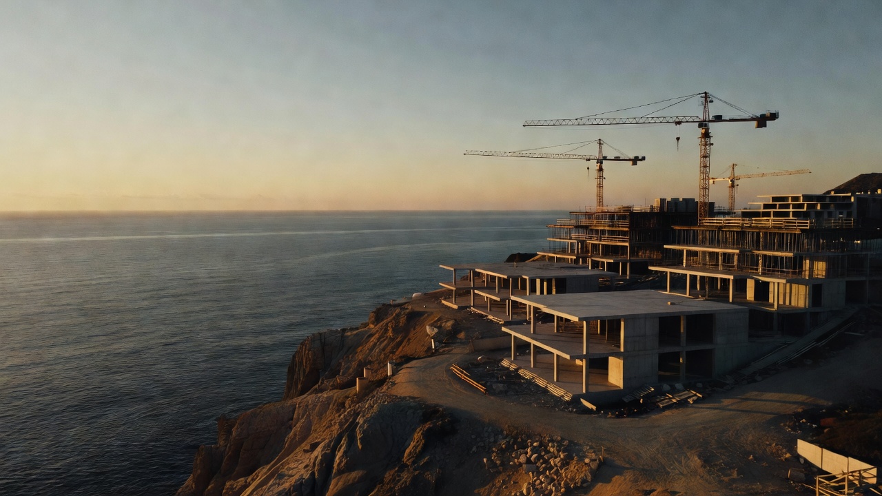 Real estate development under construction by the Pacific